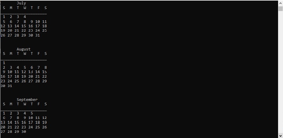 How To Print Calendar For A Specific Year In C Codespeedy